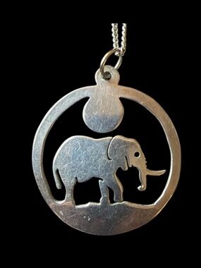Silver Elephant Pendant Necklace - Sterling Style Women's Jewelry